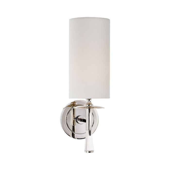 Drunmore Wall Light in Polished Nickel with Crystal/Linen.