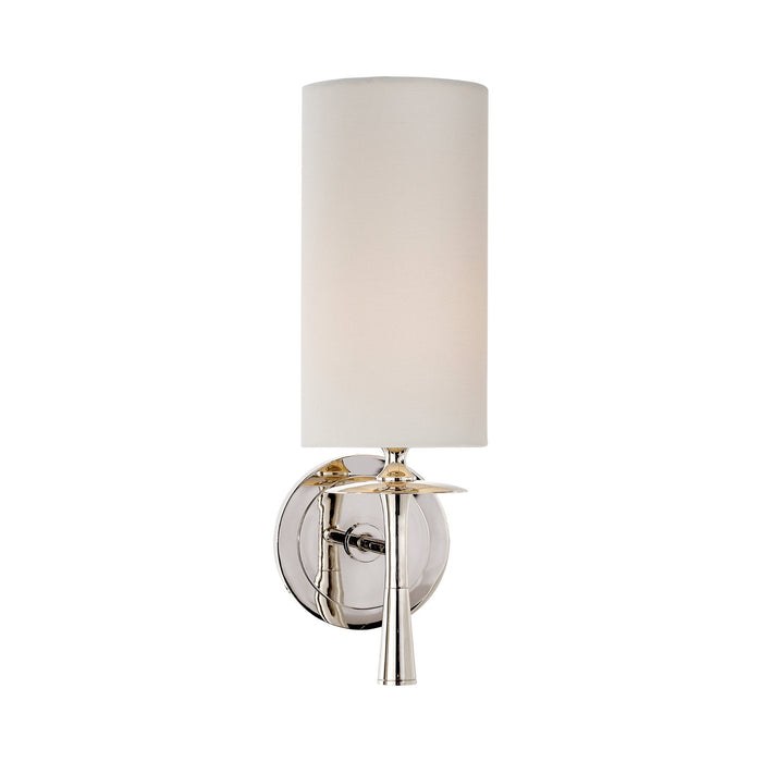 Drunmore Wall Light in Polished Nickel/Linen.