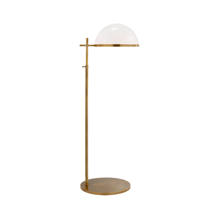 Dulcet Floor Lamp in Antique-Burnished Brass/White Glass.