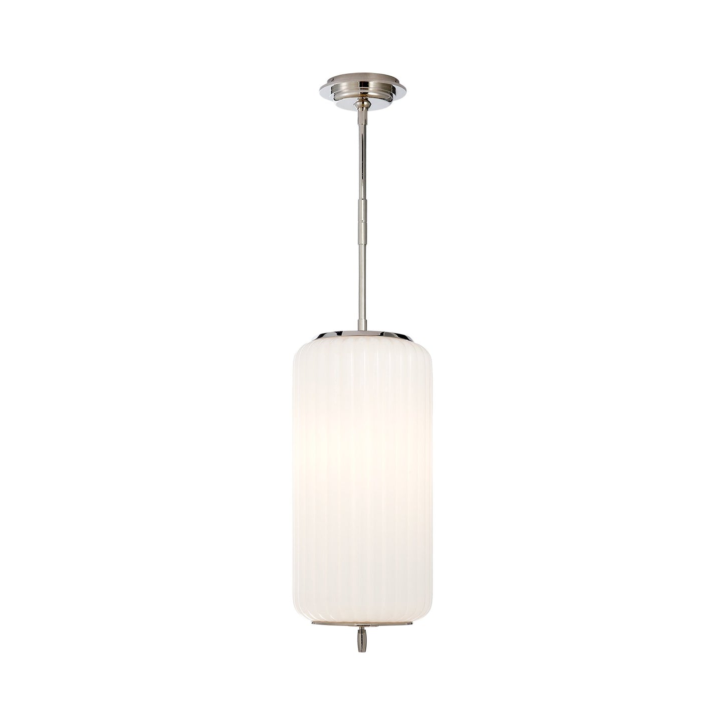 Eden Pendant Light in Polished Nickel.