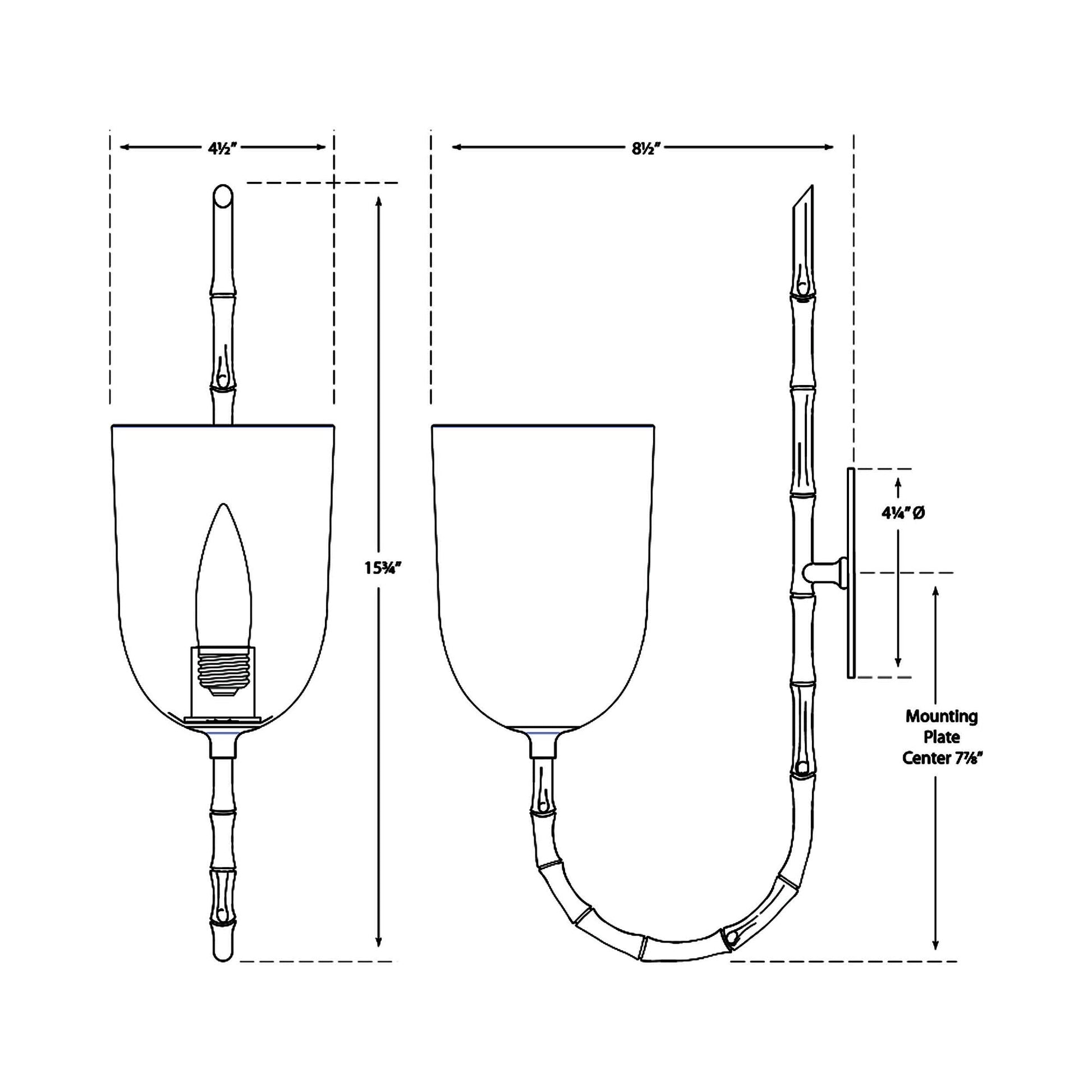 Edgemere Wall Light - line drawing.