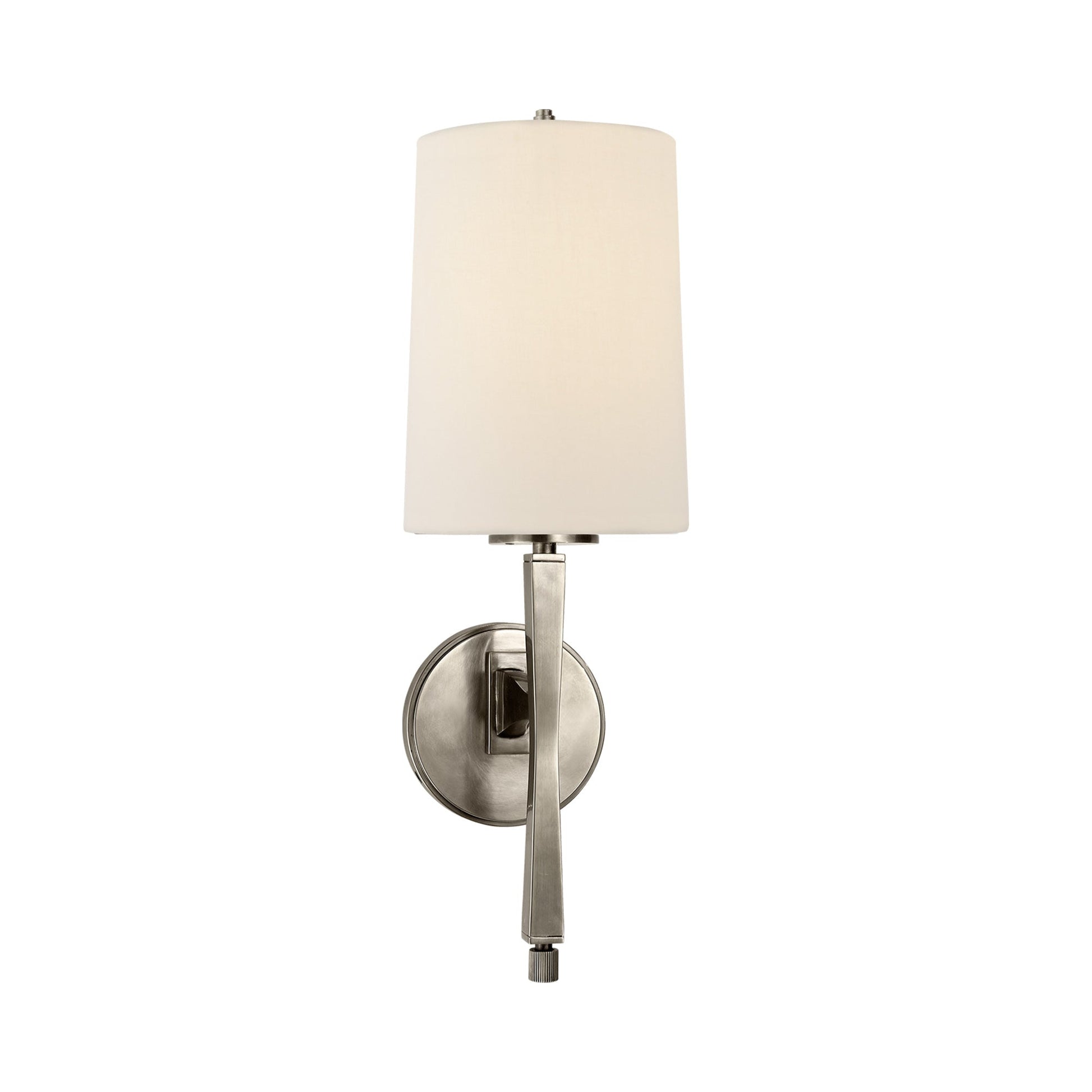 Edie Wall Light in Antique Nickel/Linen.