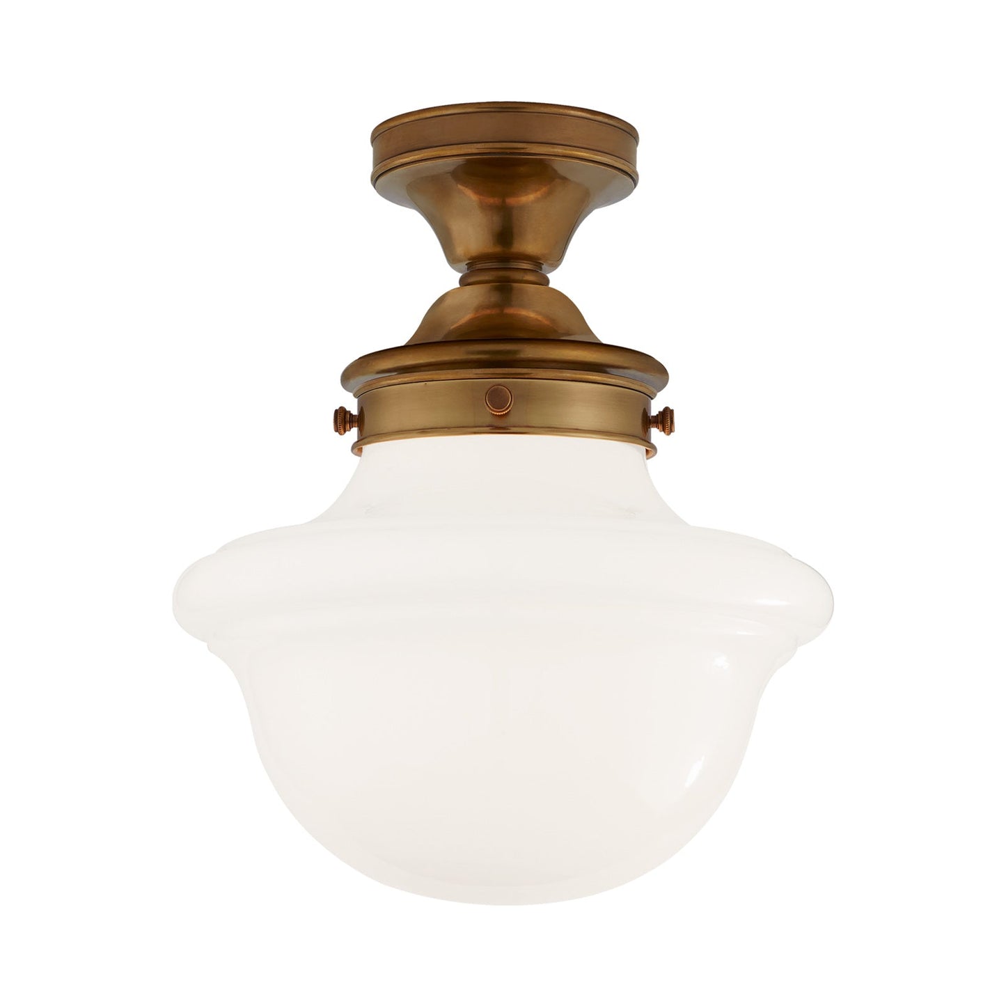 Edmond Flush Mount Ceiling Light in Hand-Rubbed Antique Brass.