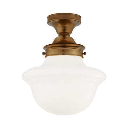 Edmond Flush Mount Ceiling Light in Hand-Rubbed Antique Brass.