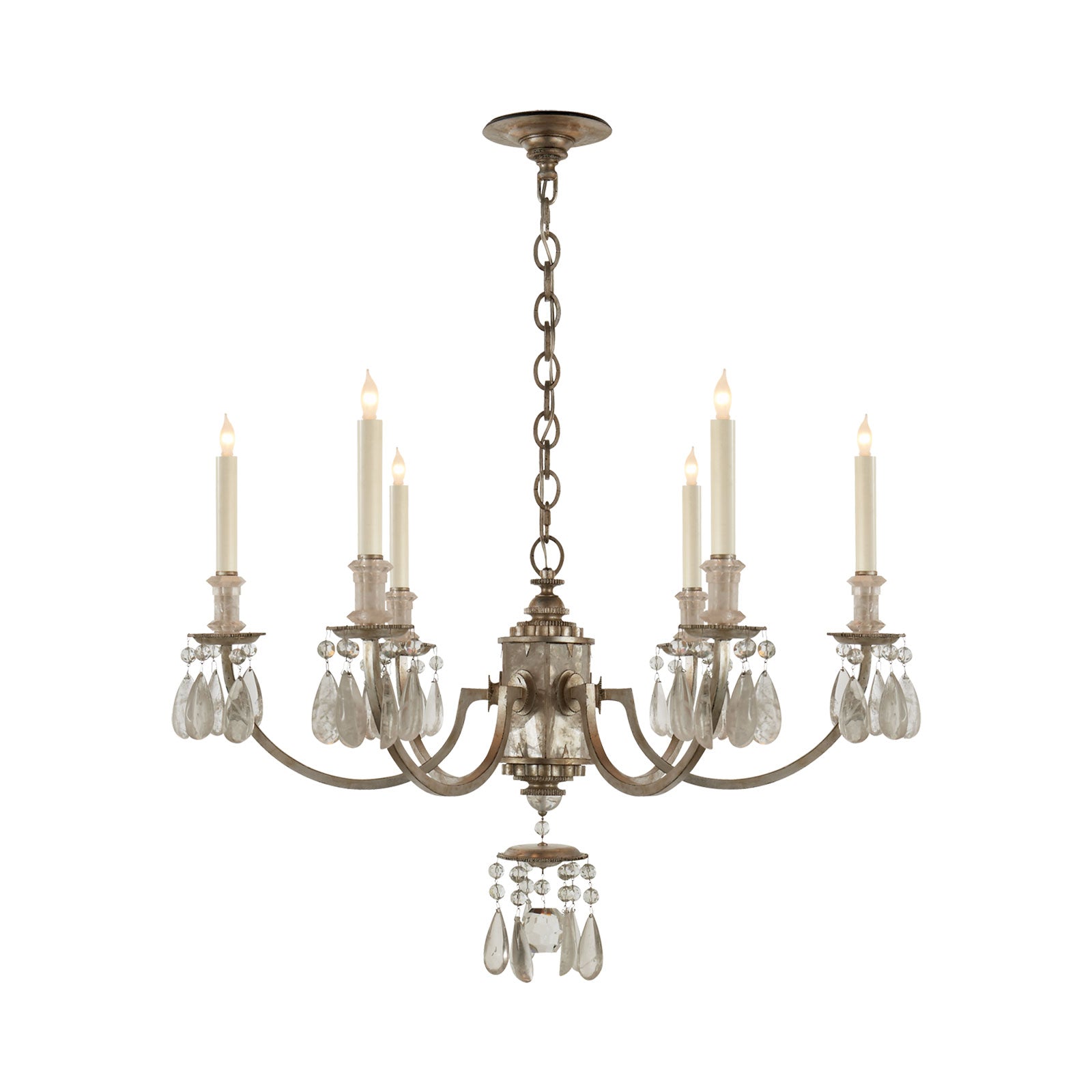 Elizabeth Chandelier in Burnished Silver Leaf.