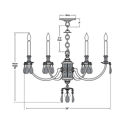 Elizabeth Chandelier - line drawing.