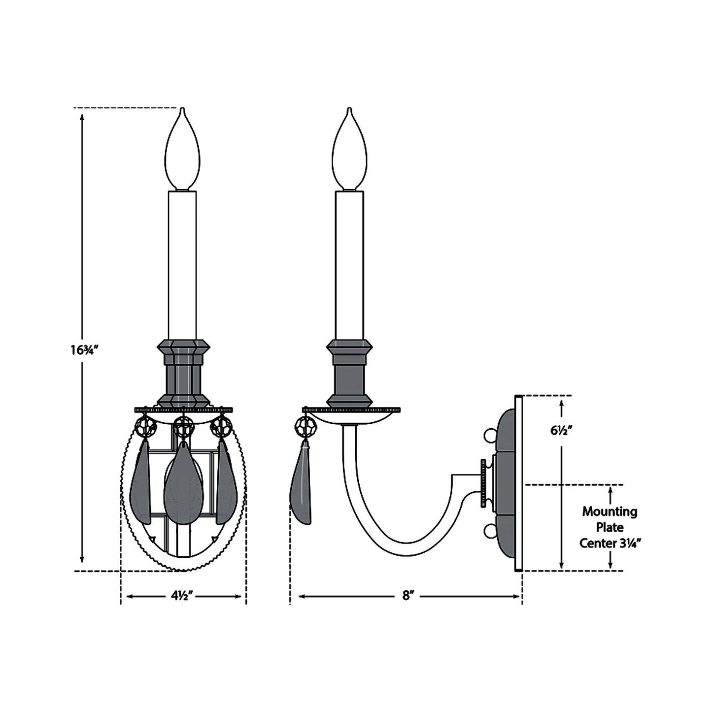 Elizabeth Wall Light - line drawing.