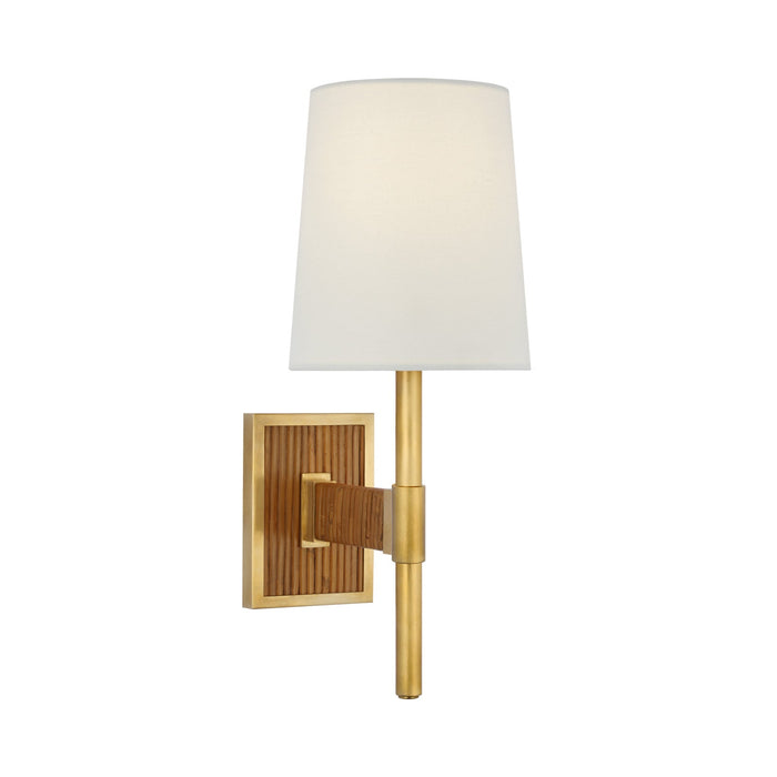 Elle LED Wall Light in Hand-Rubbed Antique Brass/Dark Rattan.