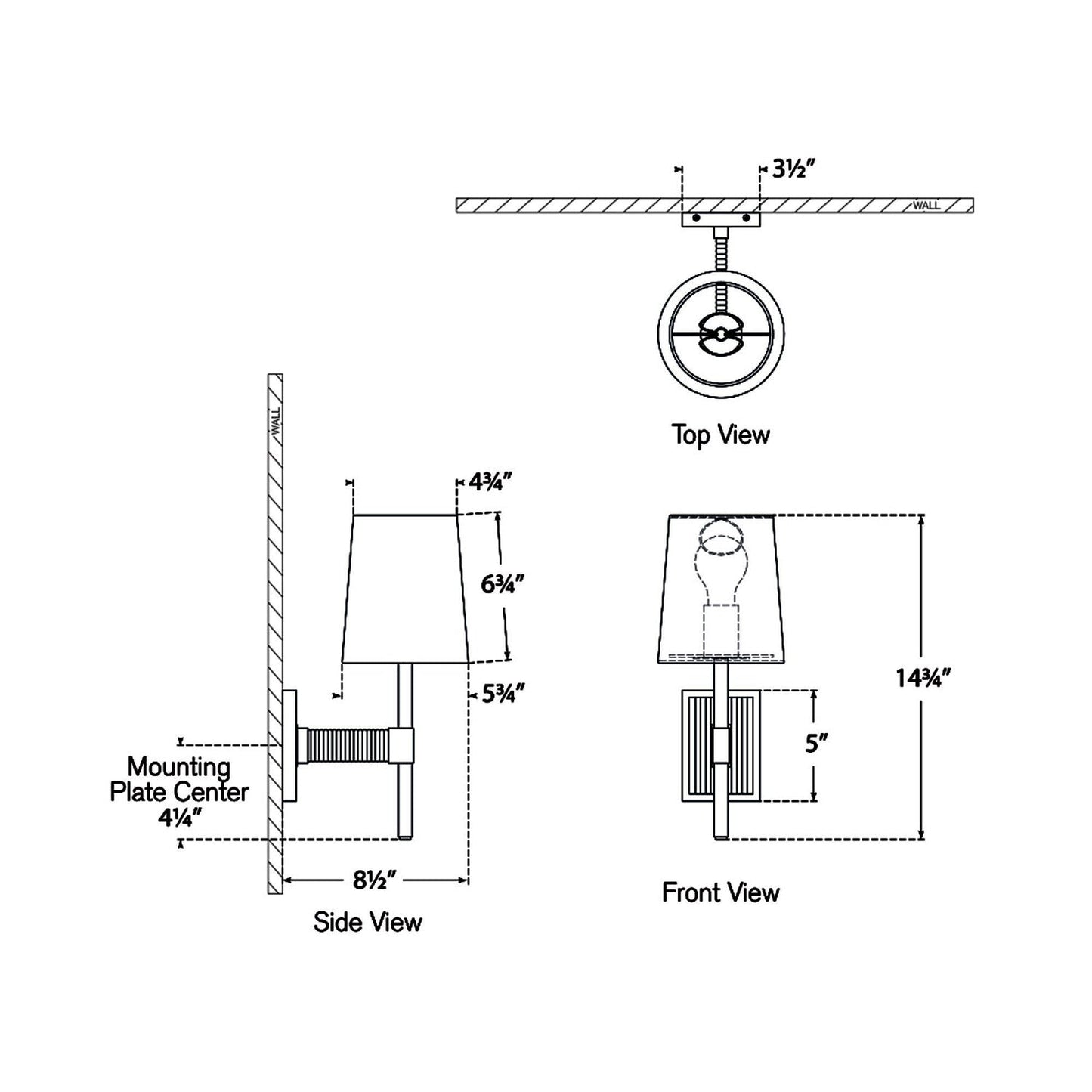 Elle LED Wall Light - line drawing.
