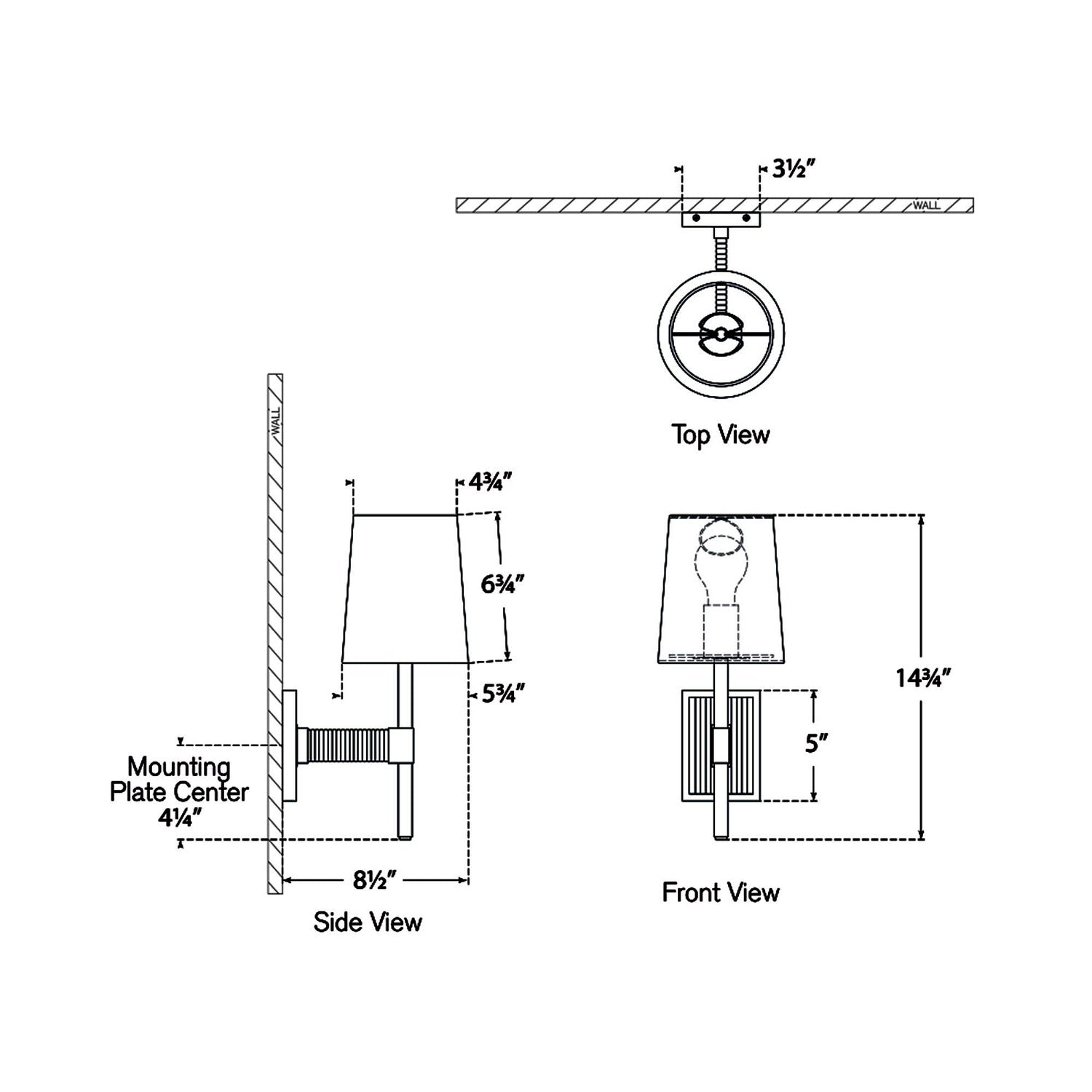 Elle LED Wall Light - line drawing.