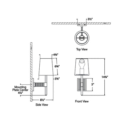 Elle LED Wall Light - line drawing.