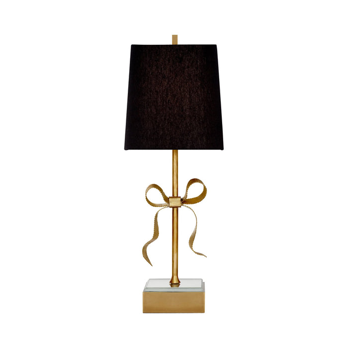 Ellery Gros-Grain Table Lamp in Soft Brass/Black Linen.
