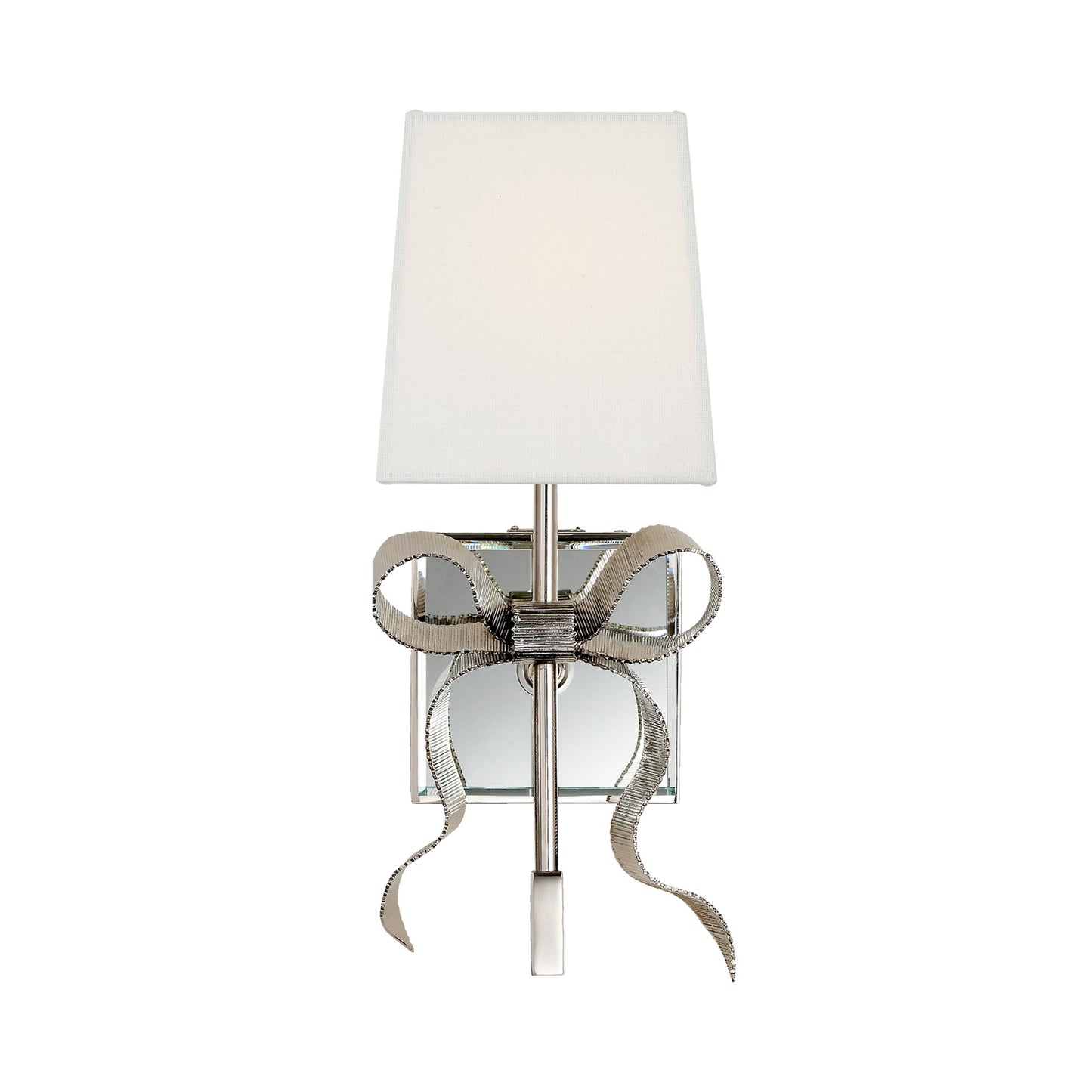 Ellery Gros-Grain Wall Light in Polished Nickel/Cream Linen (Small).