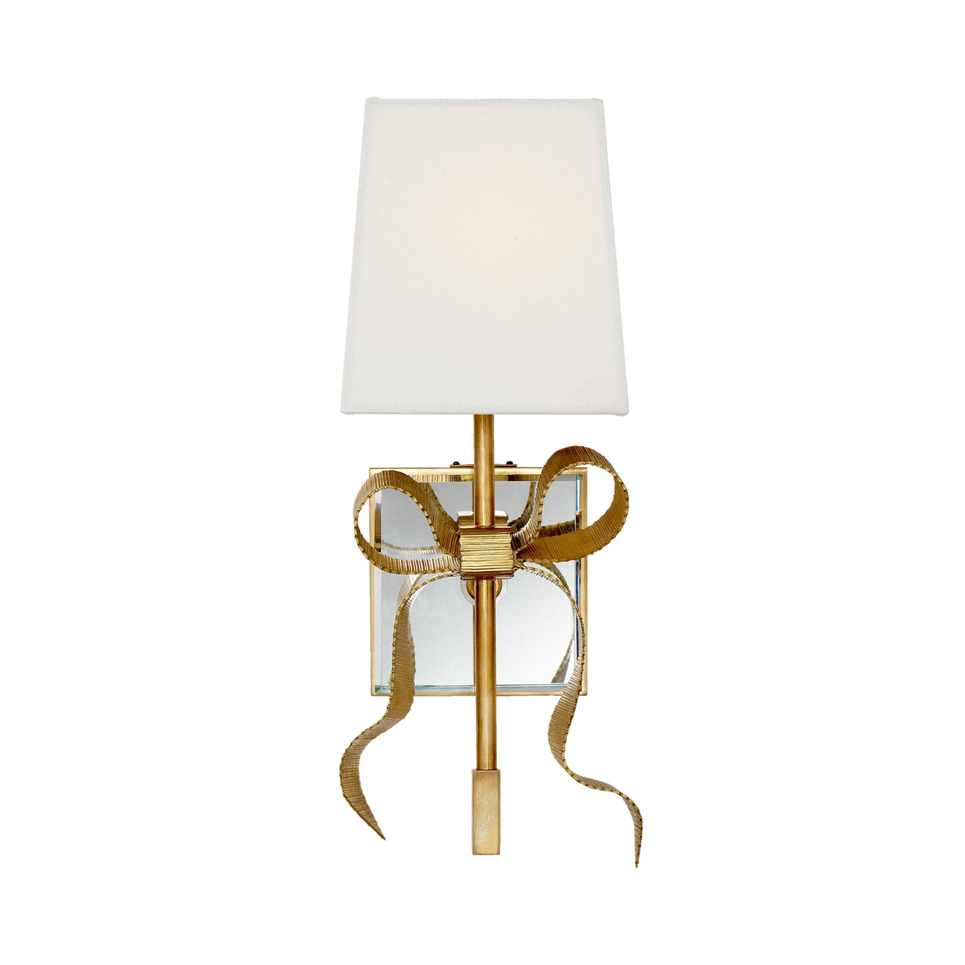 Ellery Gros-Grain Wall Light in Soft Brass/Cream Linen (Small).
