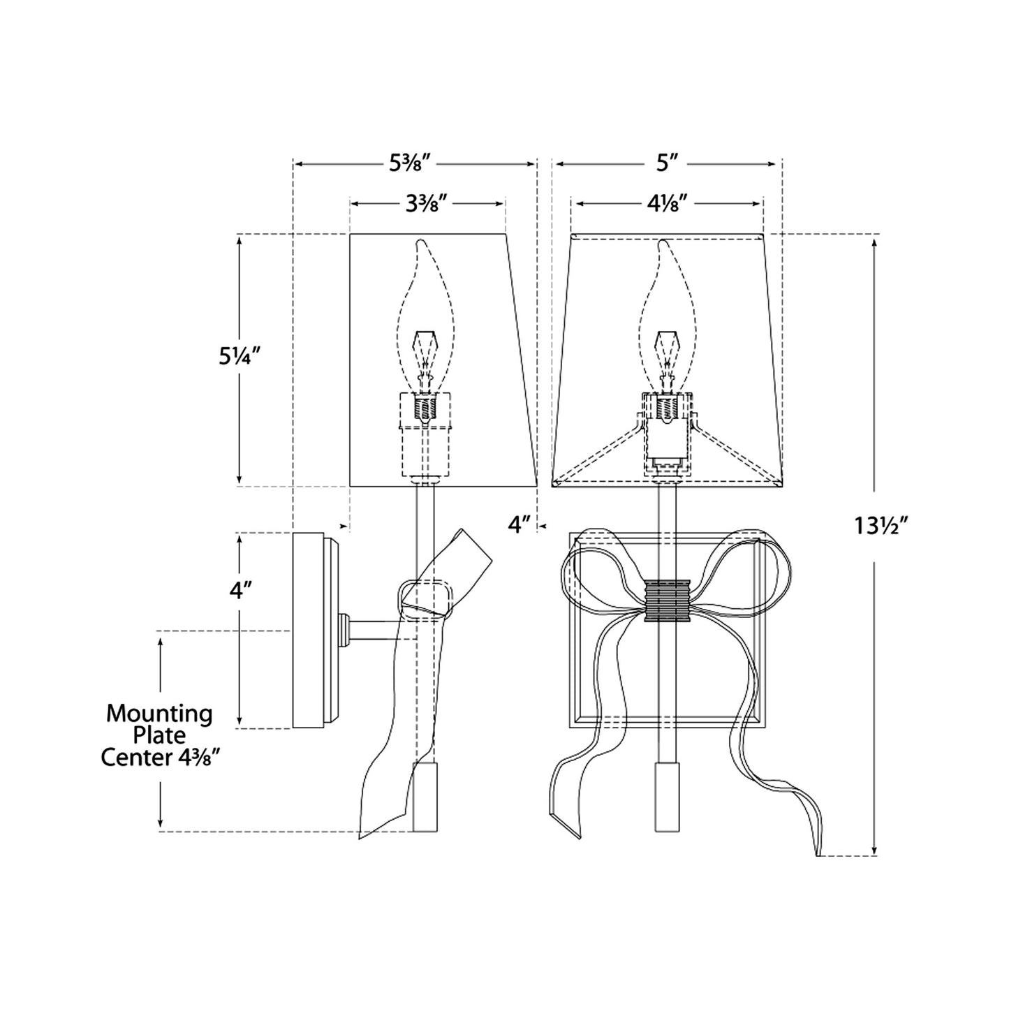 Ellery Gros-Grain Wall Light - line drawing.