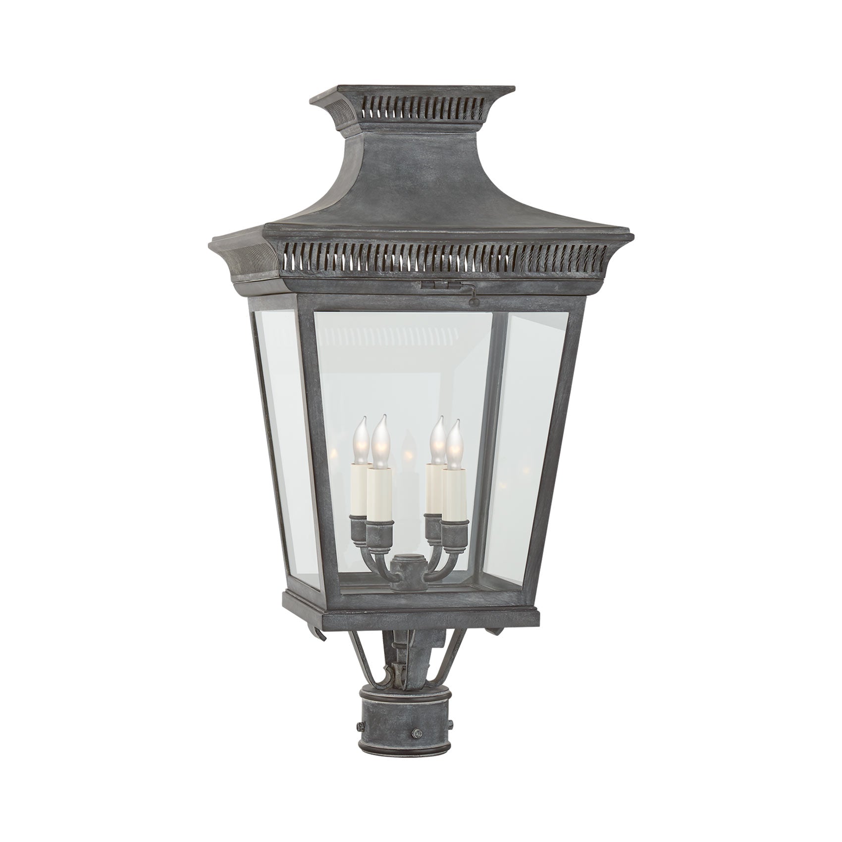 Elsinore Outdoor Post Light in Weathered Zinc.