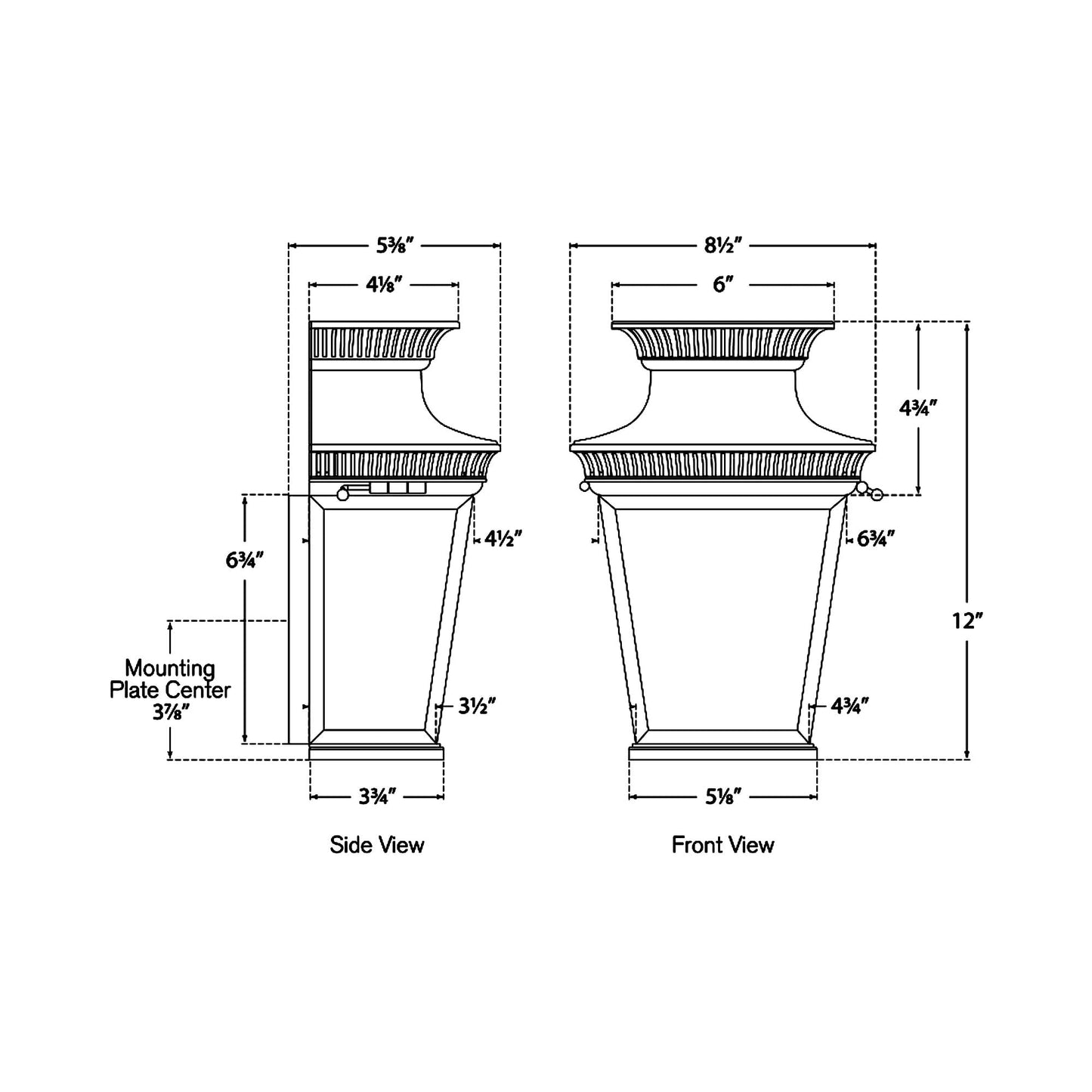 Elsinore Outdoor Wall Light - line drawing.
