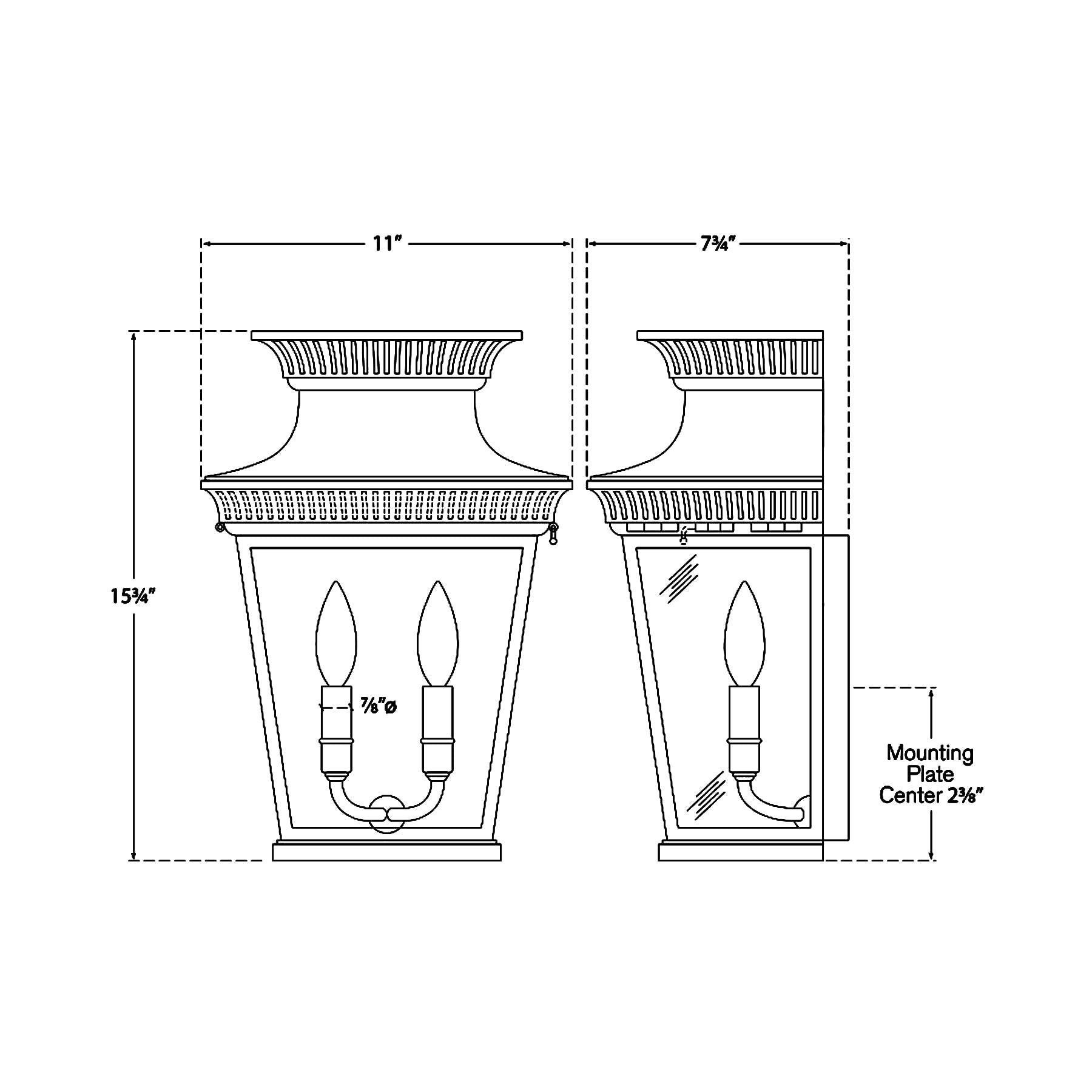 Elsinore Outdoor Wall Light - line drawing.