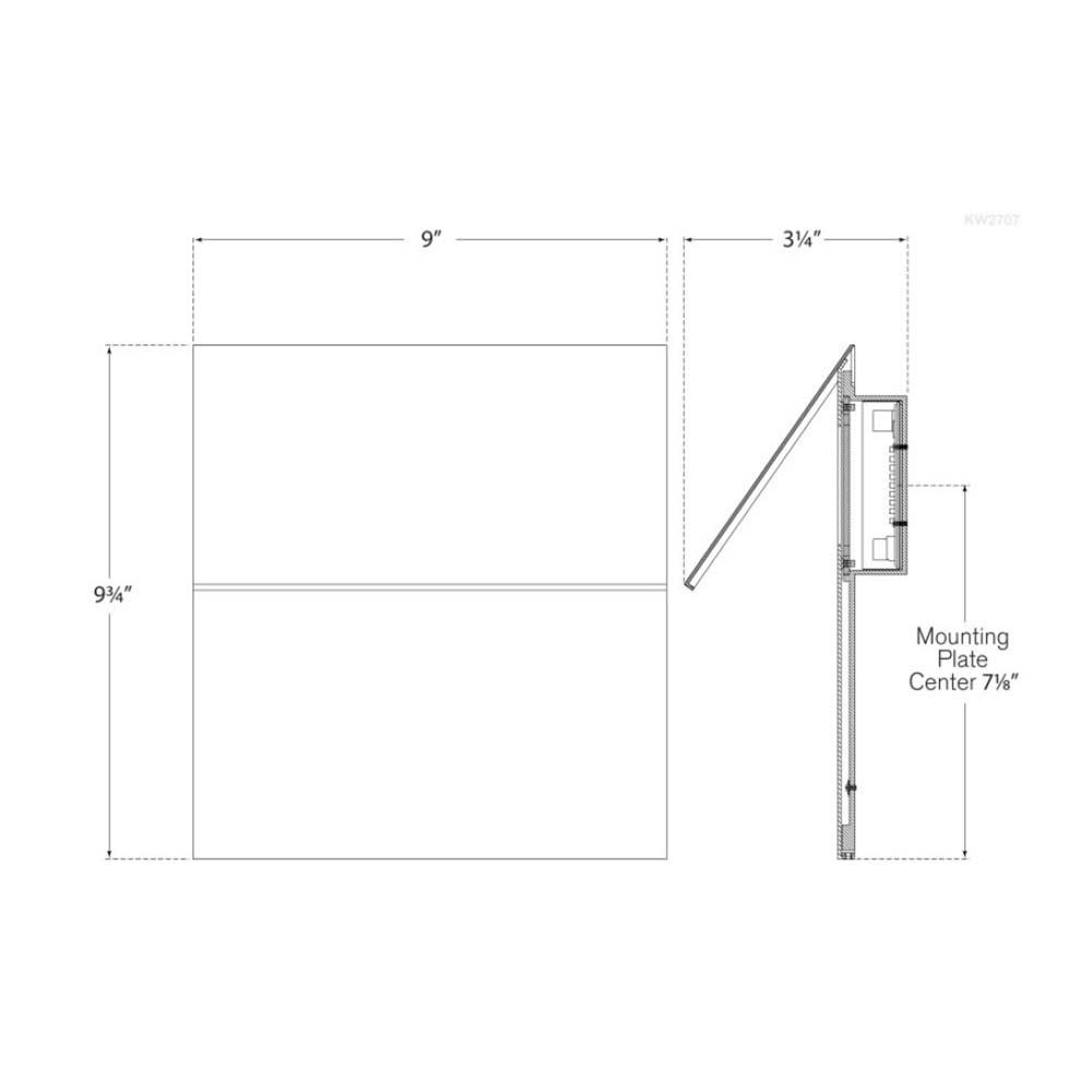 Esker Single Fold LED Wall Light - line drawing.