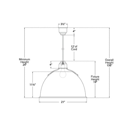 Eugene Pendant Light - line drawing.