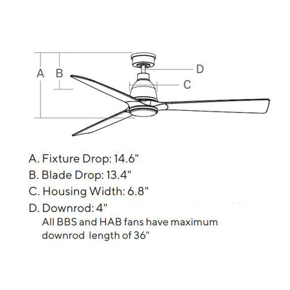 Bryden LED Smart Indoor / Outdoor Ceiling Fan - line drawing.