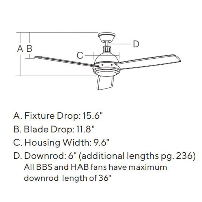 Hicks LED Ceiling Fan - line drawing.