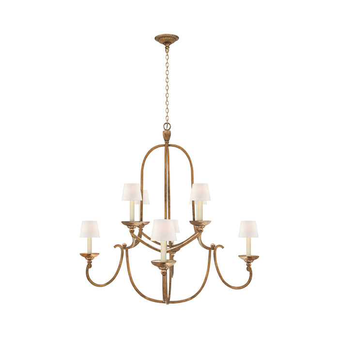 Flemish Chandelier in Giled Iron/Linen.