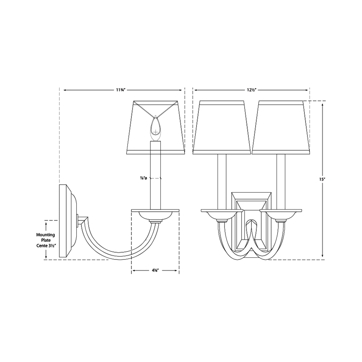 Flemish Double Wall Light - line drawing.