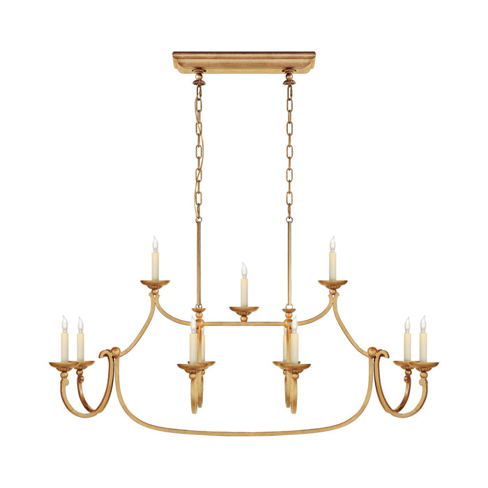 Flemish Linear Pendant Light in Gilded Iron/None Shade.