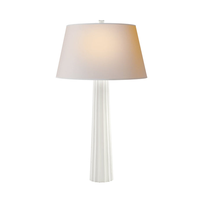 Fluted Spire Table Lamp in Plaster White.