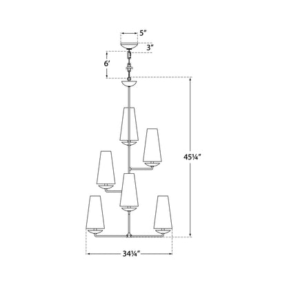 Fontaine Vertical Chandelier - line drawing.