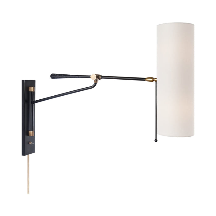 Frankfort Wall Light in Black/Hand-Rubbed Antique Brass.