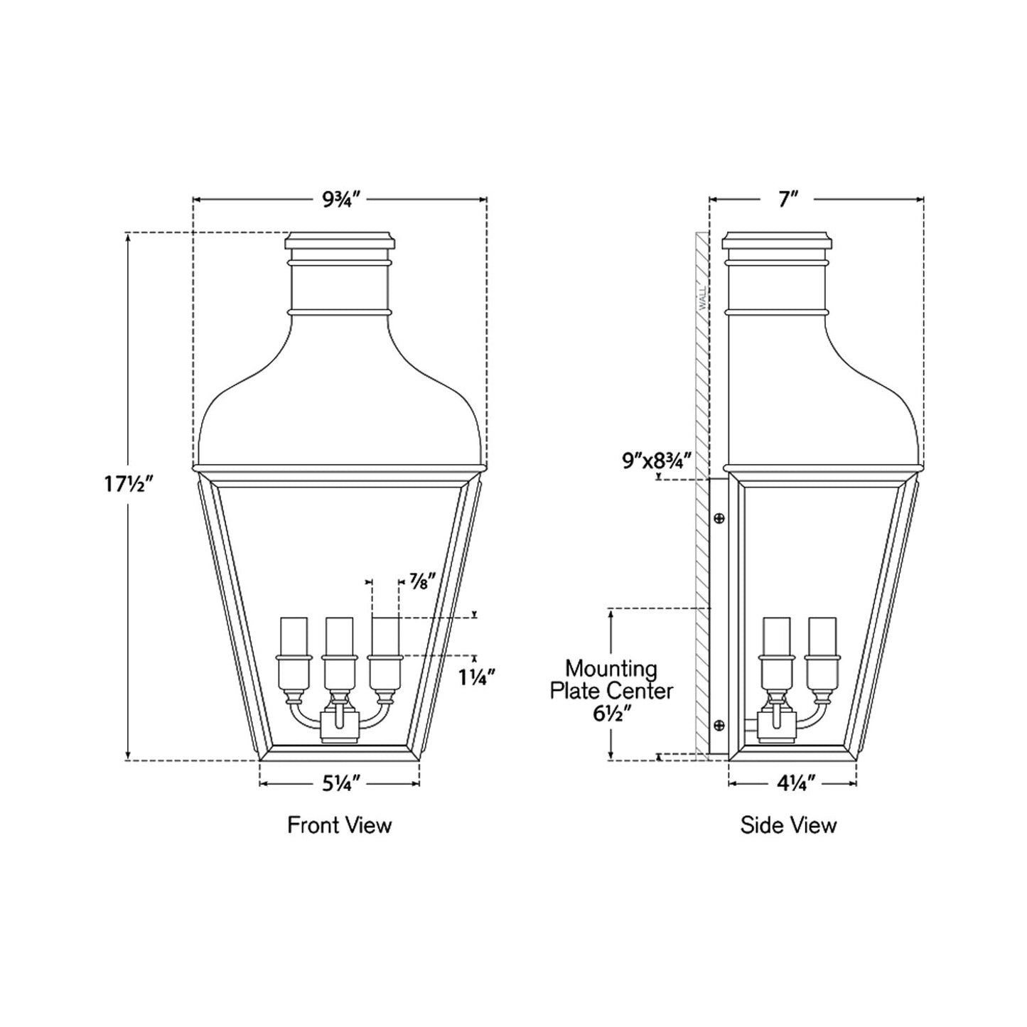 Fremont Outdoor Wall Light - line drawing.