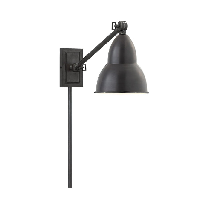 French Library Arm LED Wall Light in Bronze.