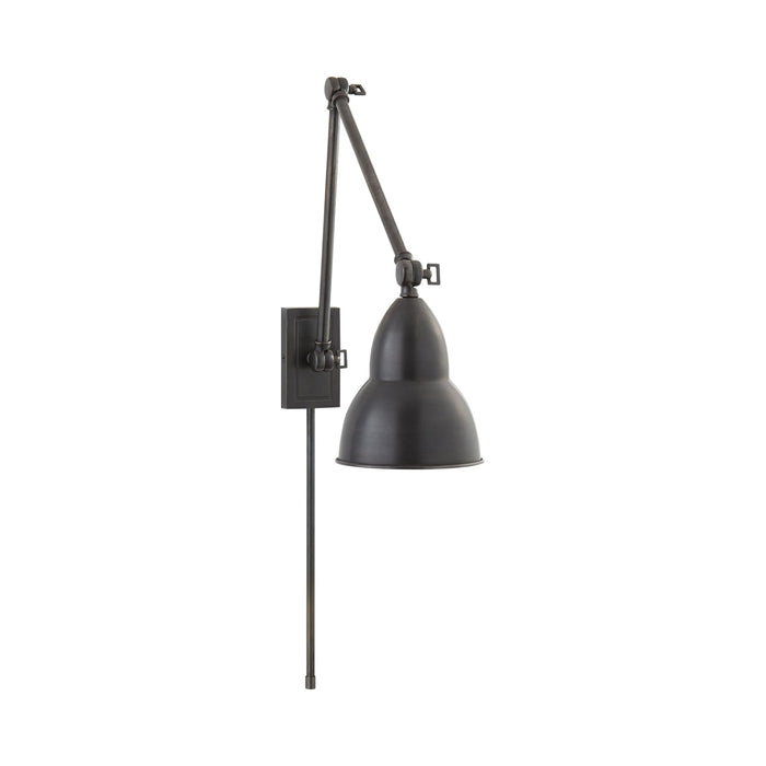 French Library Double Arm LED Wall Light in Bronze.