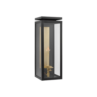 Fresno 3/4 Outdoor Gas Wall Light in Matte Black (Medium).