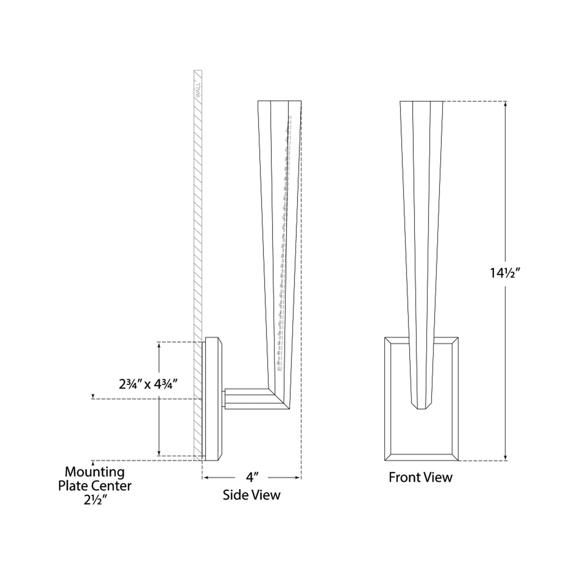 Galahad LED Wall Light - line drawing.