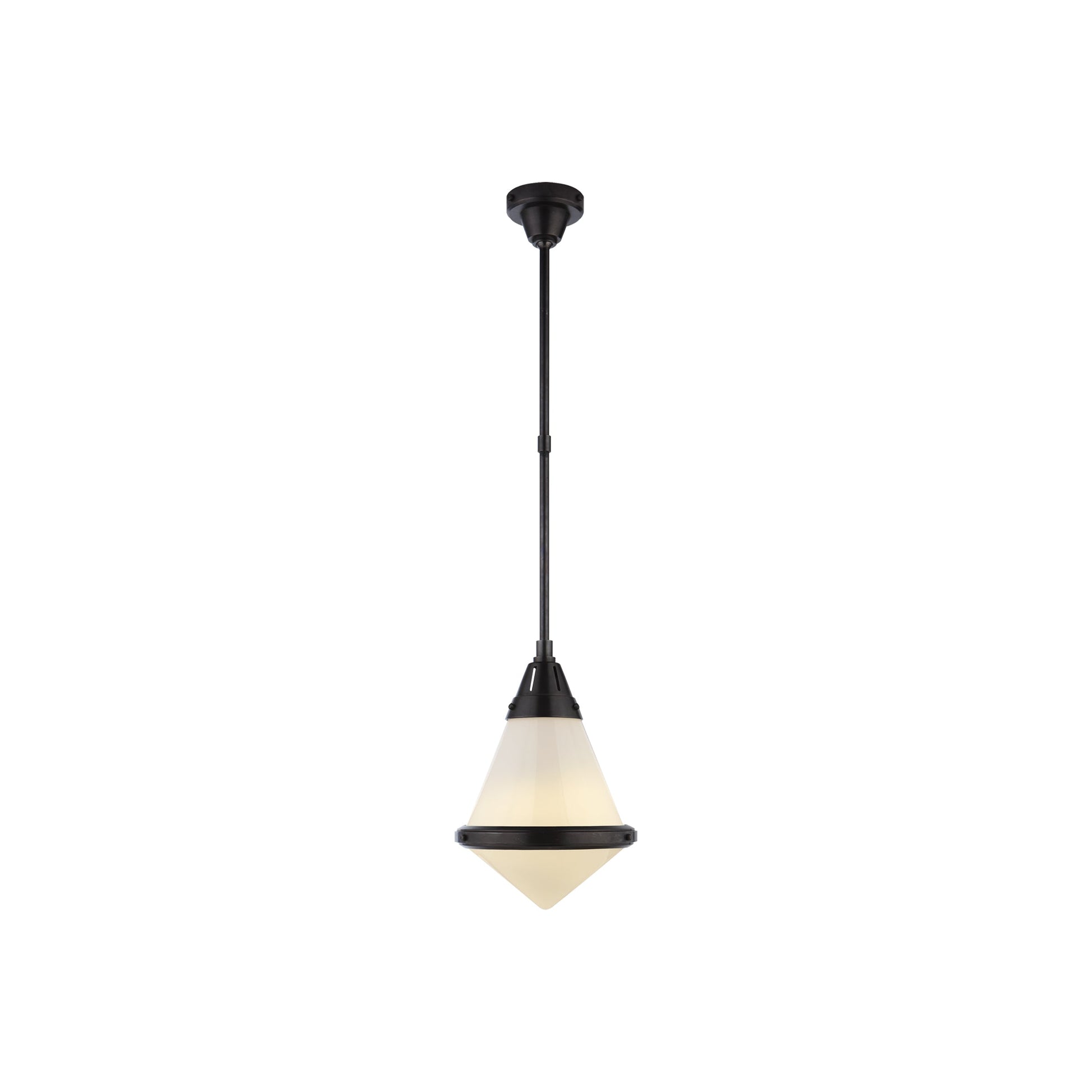 Gale Pendant Light in Bronze/White Glass (Small).