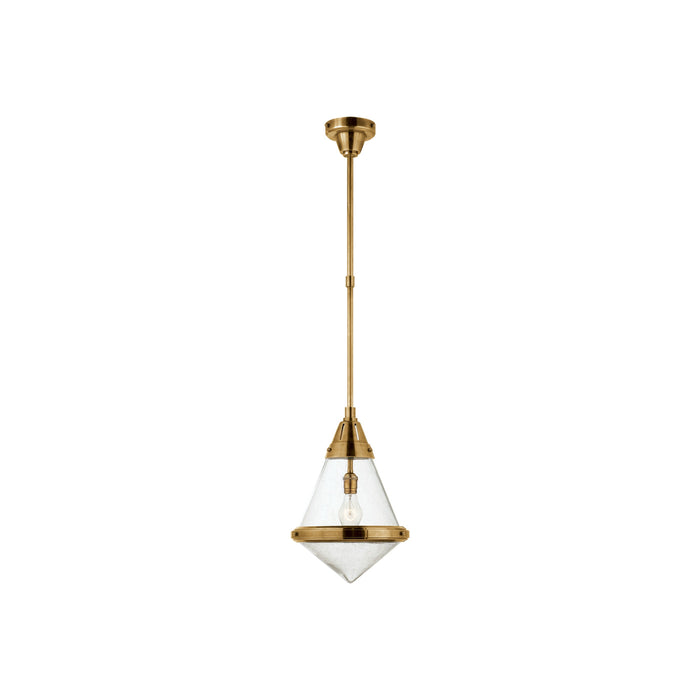 Gale Pendant Light in Hand-Rubbed Antique Brass/Seeded Glass (Small).