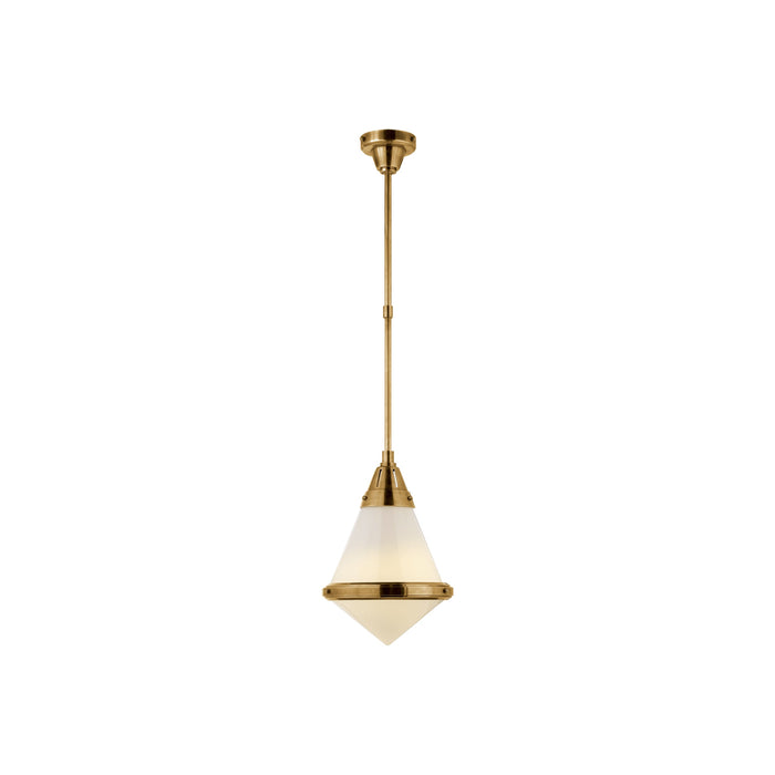 Gale Pendant Light in Hand-Rubbed Antique Brass/White Glass (Small).