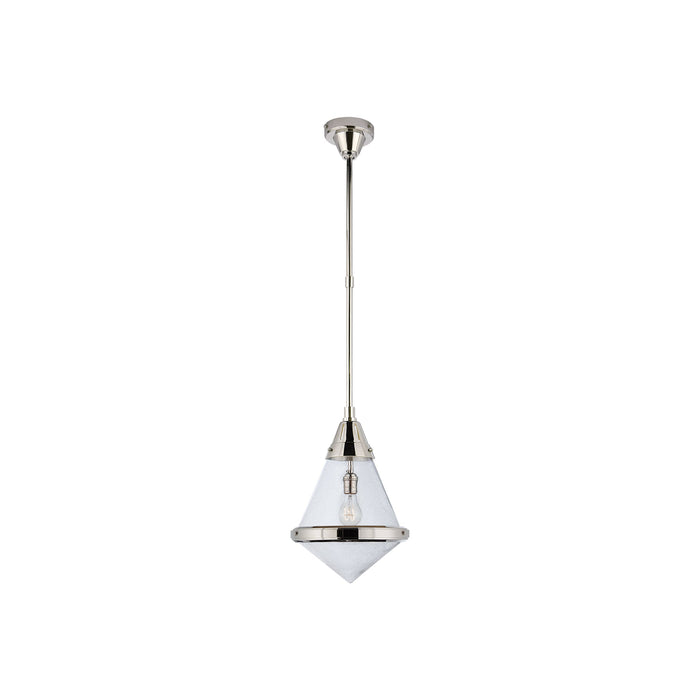 Gale Pendant Light in Polished Nickel/Seeded Glass (Small).