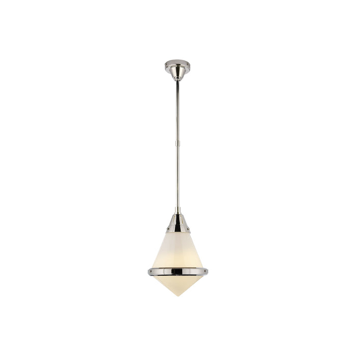 Gale Pendant Light in Polished Nickel/White Glass (Small).