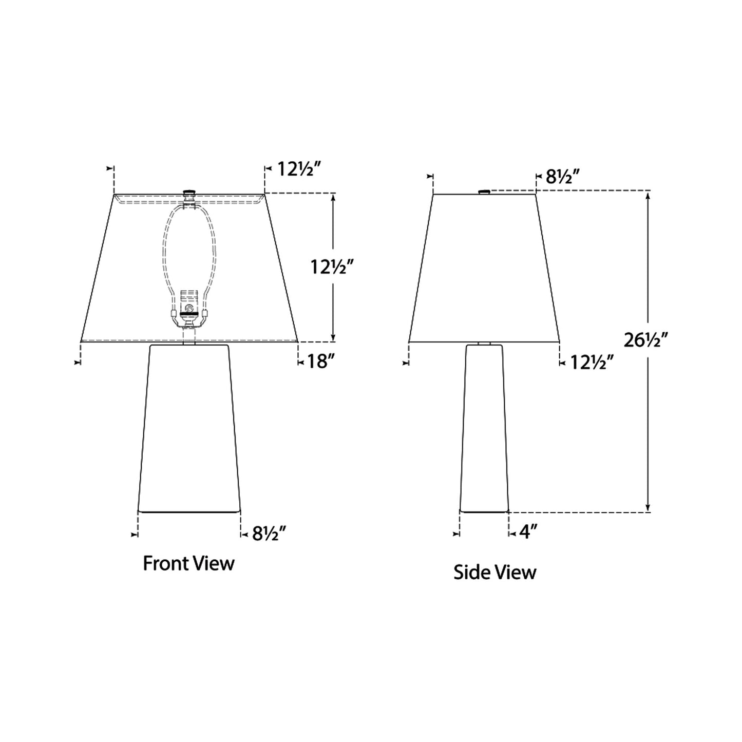 Gates Rectangle LED Table Lamp - line drawing.