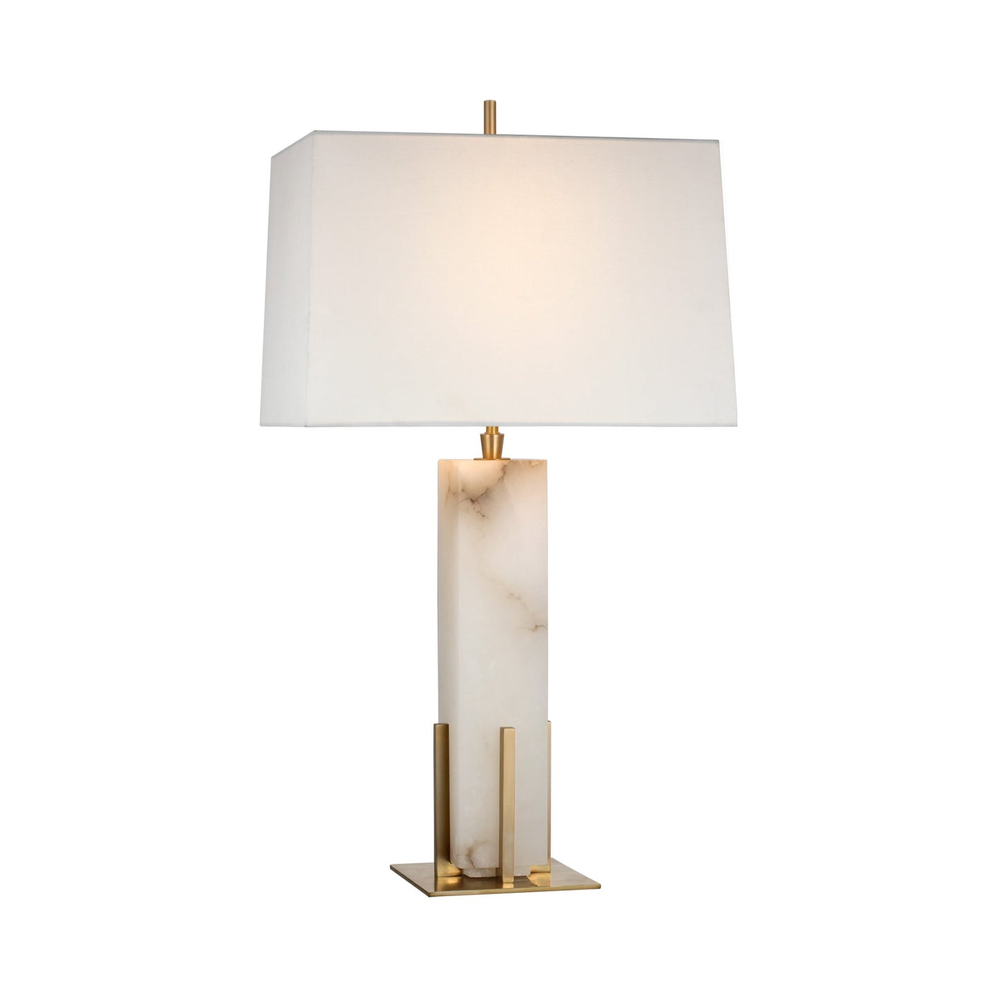Gironde LED Table Lamp in Alabaster and Hand-Rubbed Antique Brass.
