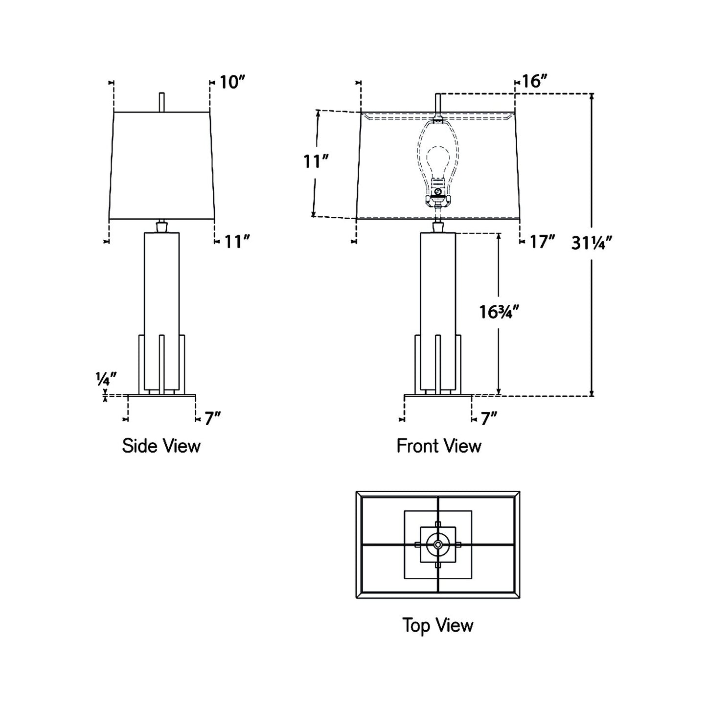 Gironde LED Table Lamp - line drawing.