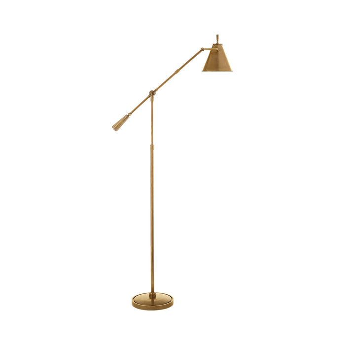 Goodman LED Floor Lamp in Hand-Rubbed Antique Brass.