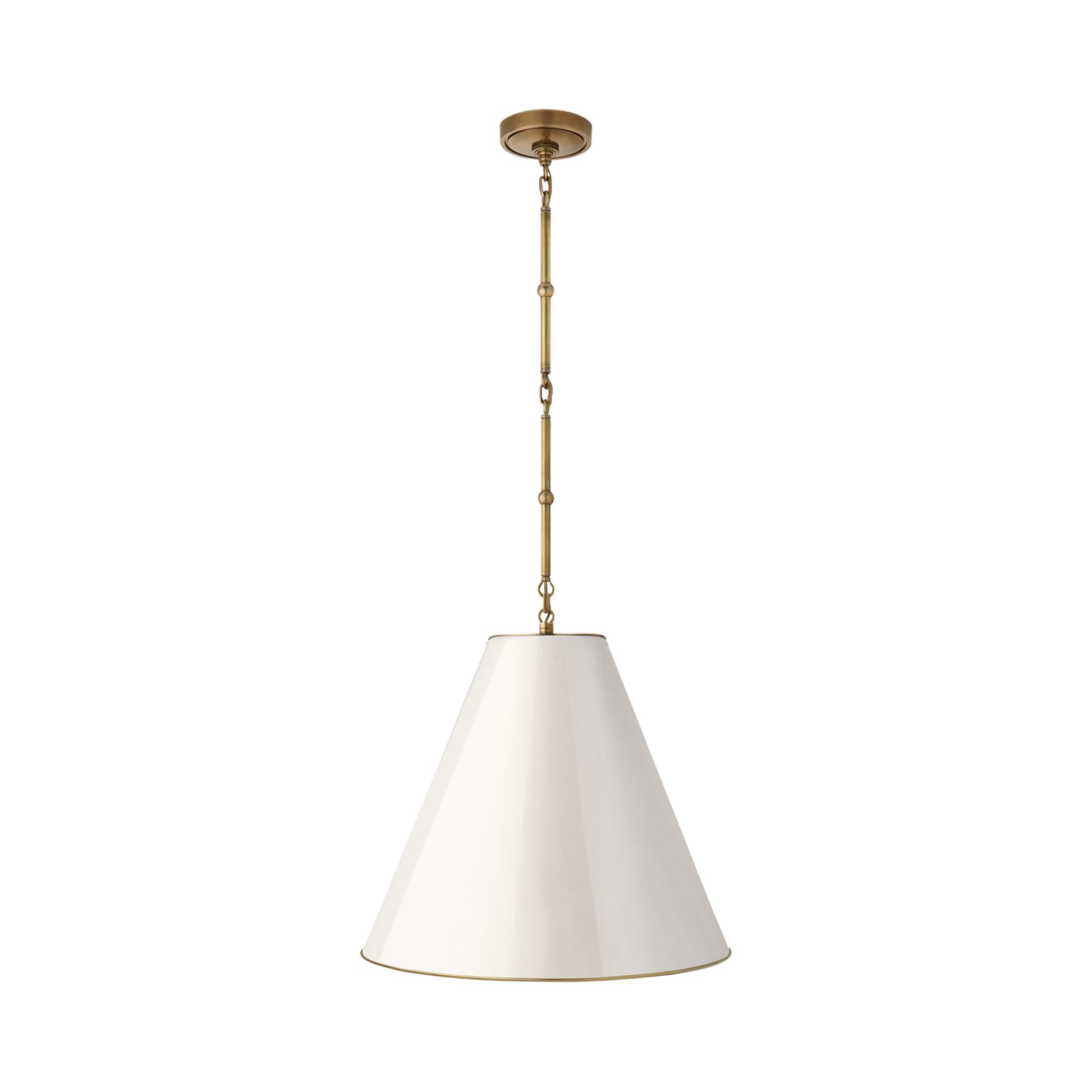 Goodman Pendant Light in Hand-Rubbed Antique Brass/Antique White with Brass Interior (Medium).