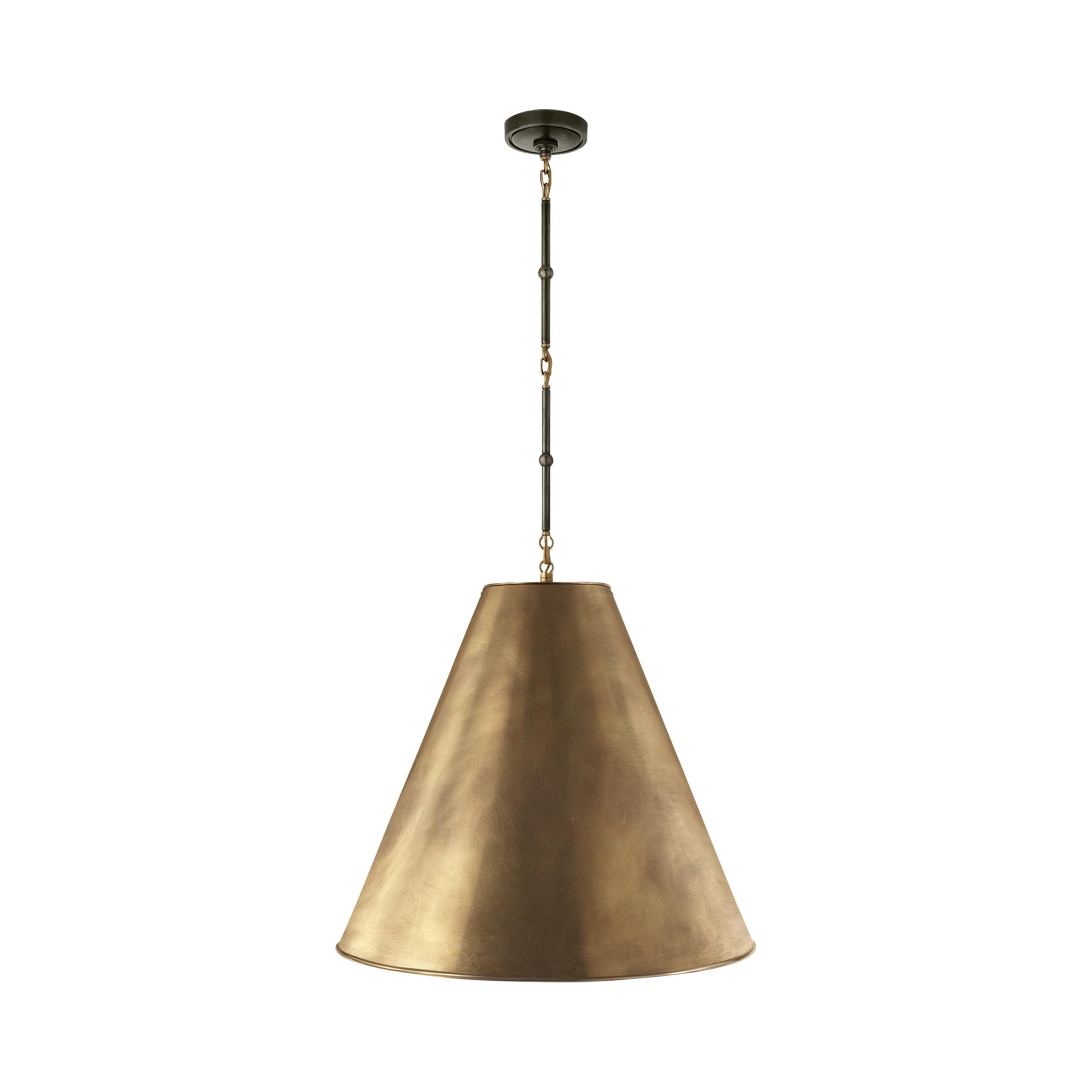 Goodman Pendant Light in Bronze with Antique Brass/Antique Brass (Large).