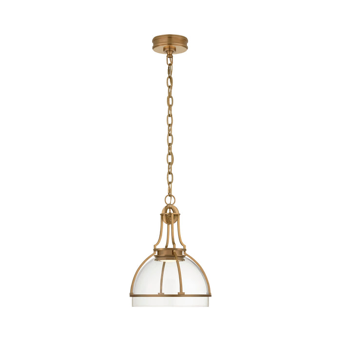 Gracie Globe LED Pendant Light in Antique-Burnished Brass/Clear Glass (Medium).