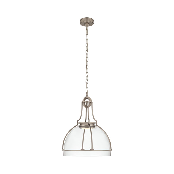 Gracie Globe LED Pendant Light in Antique Nickel/Clear Glass (Large).